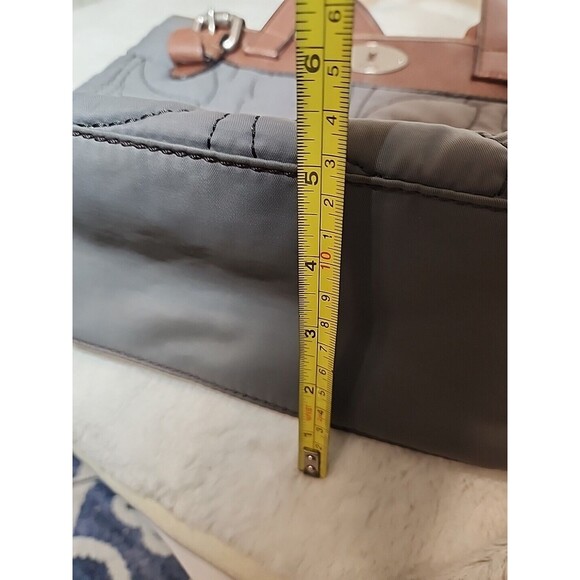 FOSSIL‎ Bag Purse Keyper Gray Quilted Womens Tote Nylon Satchel Flower Design - Picture 14 of 15